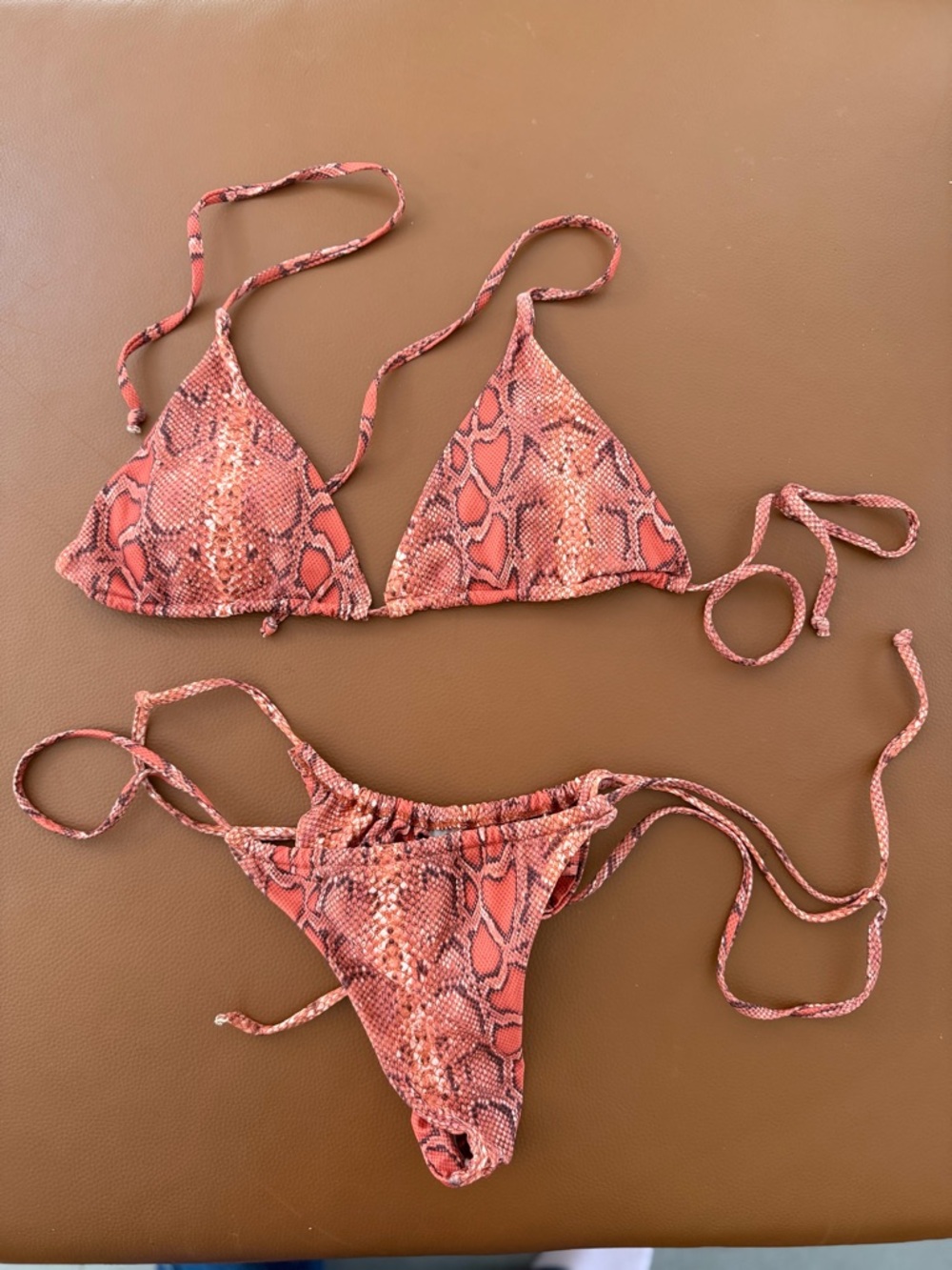 Brazilian Snake Print Bikini Set | Adjustable String |Size M Animal Print